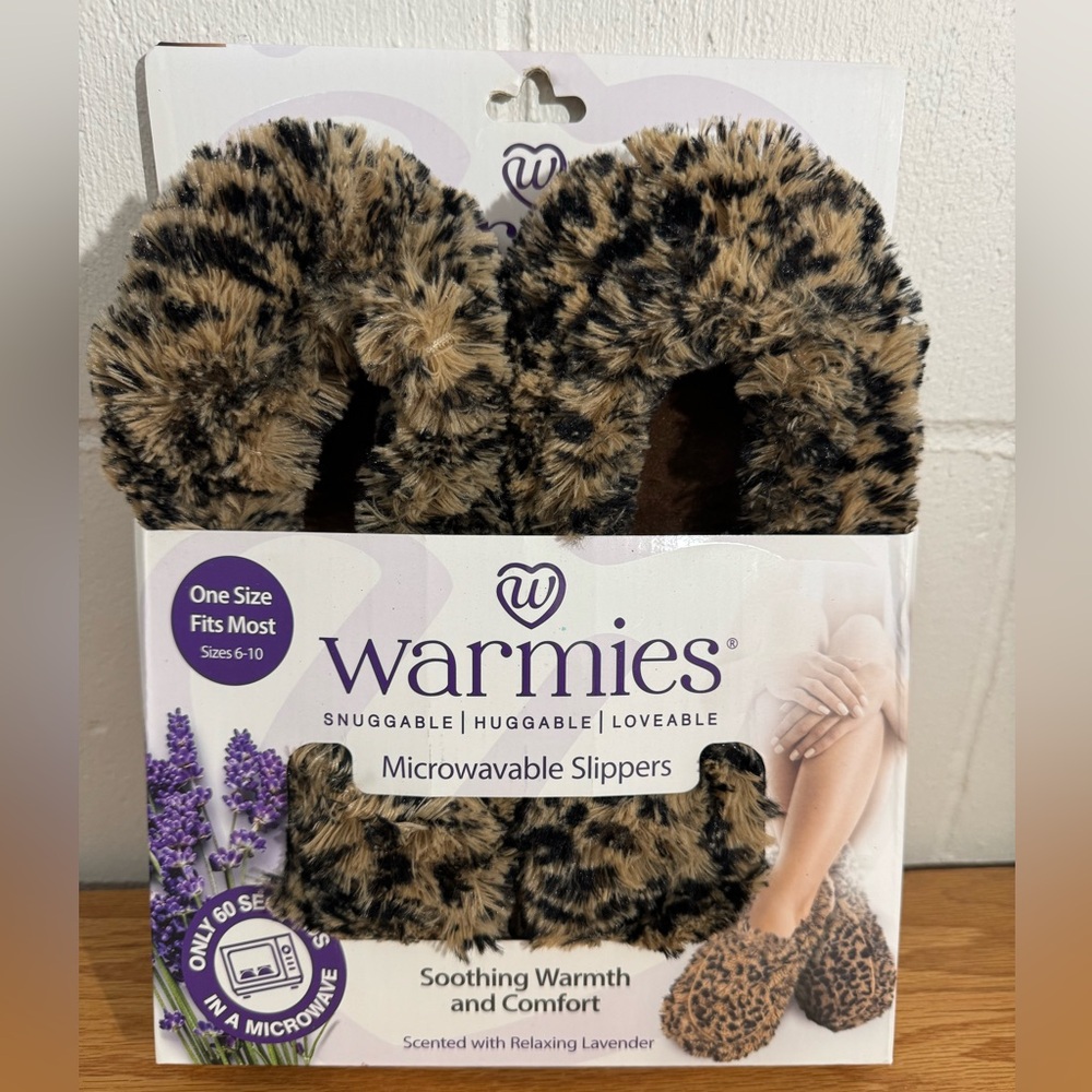 Intelex Warmies Fully Microwavable Luxury Cozy Slippers Leopard
